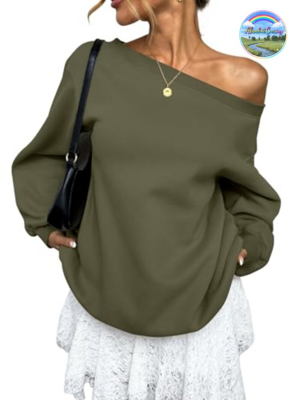 Oversized Fleece Off Shoulder Sweatshirt Pullover Top